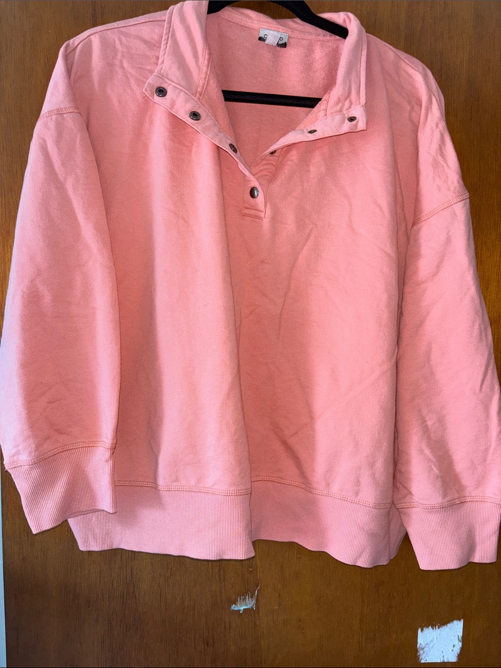Como Vintage Coral Pink Snap-Button Pullover